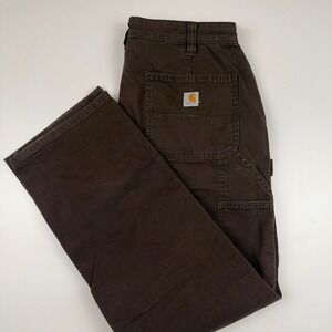 Carhartt Crawford Work Pants Women's 10 Short Dark Brown Rugged Flex 102080-201